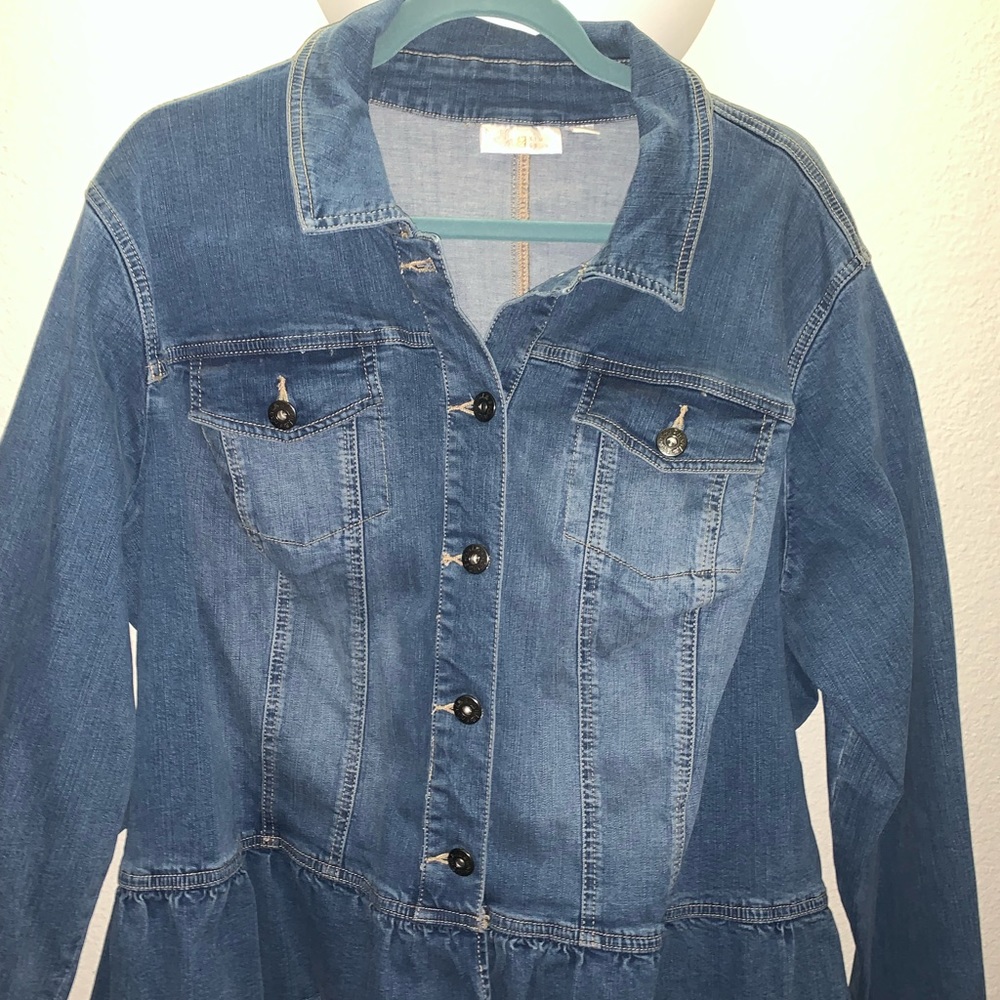 Belle by Kim Gravel peplum jean jacket